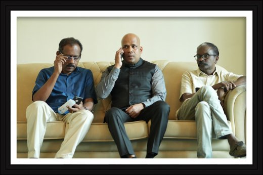 Rajesh Puthanpurayil with Dr. Biju and guests during a discussion at LKIFF 2026