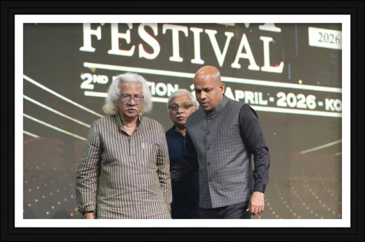 ajesh Puthanpurayil with Adoor Gopalakrishnan at LK International Short Film Festival 2026